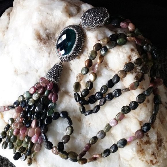 GG Unique Jewelry Jewelry - Genuine Natural Jasper Spinel Silver Necklace